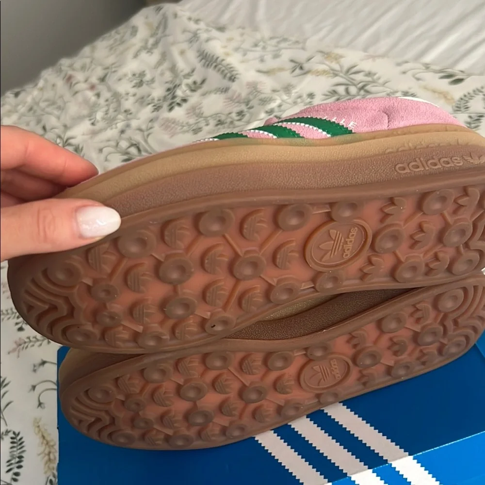 Adidas Pink and Green Retro Sneakers - Picture 4 of 7